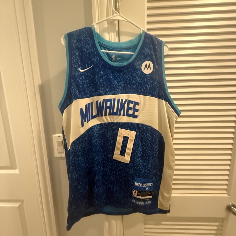 Nike Teal and Navy Basketball Jersey